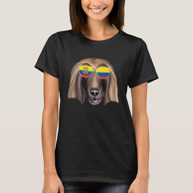 Ecuadorian Flag Afghan Hound Dog Ecuador Pocket T Shirt (Framsida)