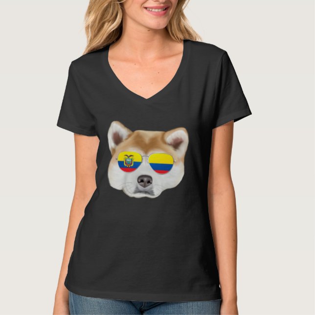 Ecuadorian Flag Akita Dog Ecuador Pocket T Shirt (Framsida)