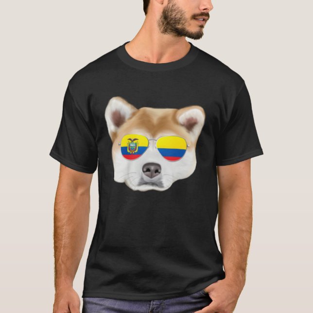 Ecuadorian Flag Akita Dog Ecuador Pocket T Shirt (Framsida)