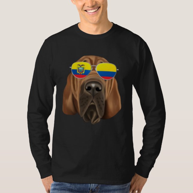 Ecuadorian Flag Bloodhound Dog Ecuador Pocket T Shirt (Framsida)