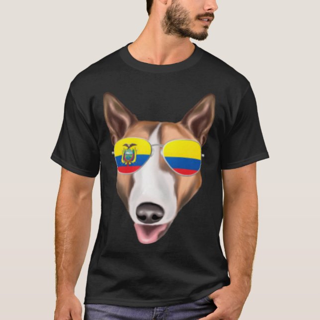 Ecuadorian Flag Bull Terrier Dog Ecuador Pocket T Shirt (Framsida)