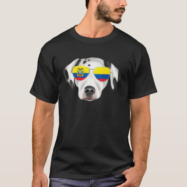 Ecuadorian Flag Dalmatian Dog Ecuador Pocket T Shirt (Framsida)