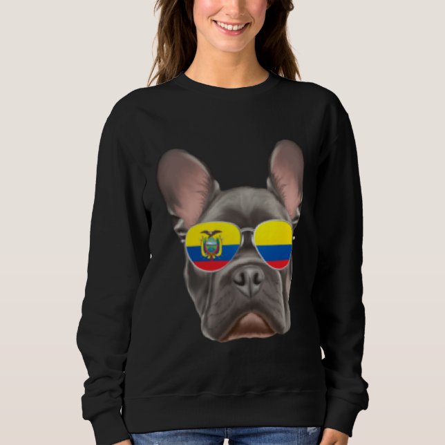 Ecuadorian Flag French Bulldog Dog Ecuador Pocket T Shirt (Framsida)