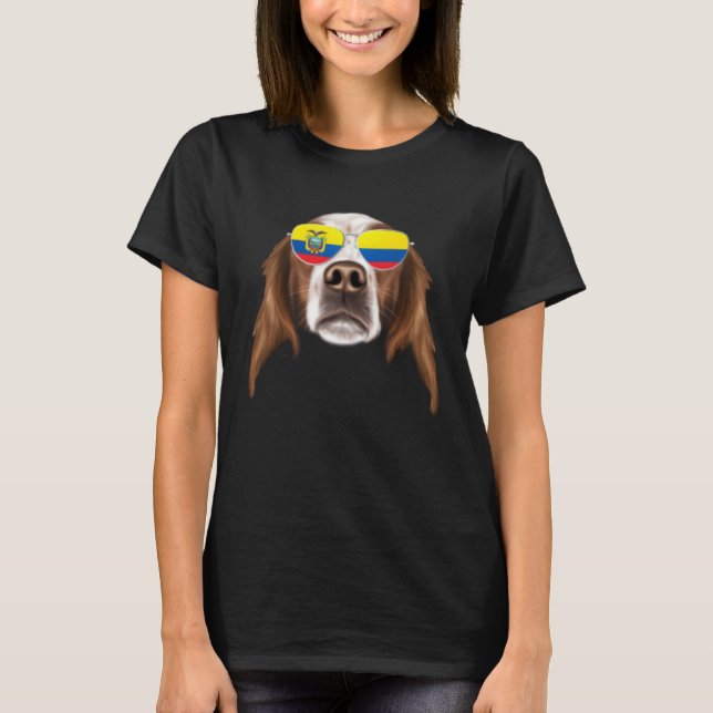 Ecuadorian Flag Irish Red White Setter Dog Ecuador T Shirt (Framsida)