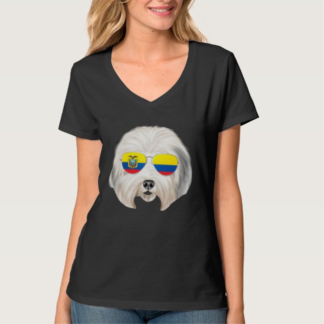 Ecuadorian Flag Old English Sheepdog Dog Ecuador P T Shirt (Framsida)