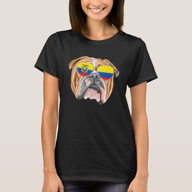 Ecuadorian Flagga Bulldog Hund Ecuador Pocket T Shirt (Framsida)