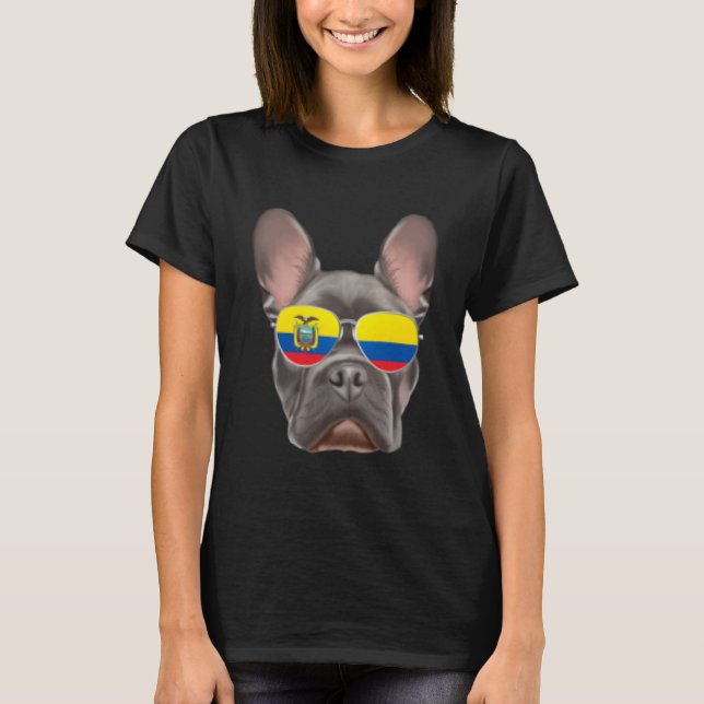 Ecuadorian Flagga Fransk Bulldog Hund Ecuador Pock T Shirt (Framsida)