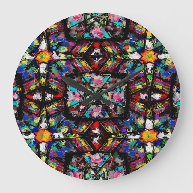 Ecuadorian Stain Glass Stor Klocka (Framsida)