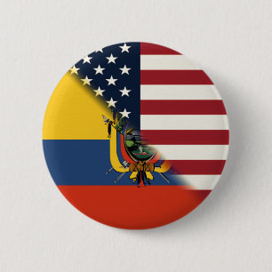 ecuadoriansk amerikansk Flagga   Halva Ecuador USA Knapp