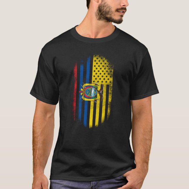 Ecuadoriansk amerikanska flaggan   Ecuador och USA T Shirt (Framsida)