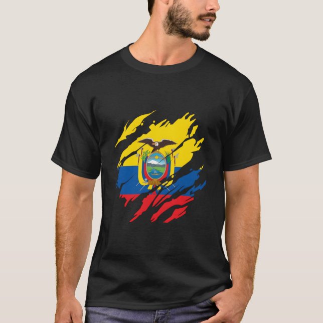 Ecuadoriansk flagga Ecuador T Shirt (Framsida)