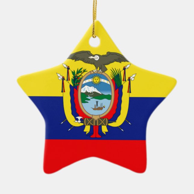 ecuadoriansk Flagga Julgransprydnad Keramik (Framsidan)
