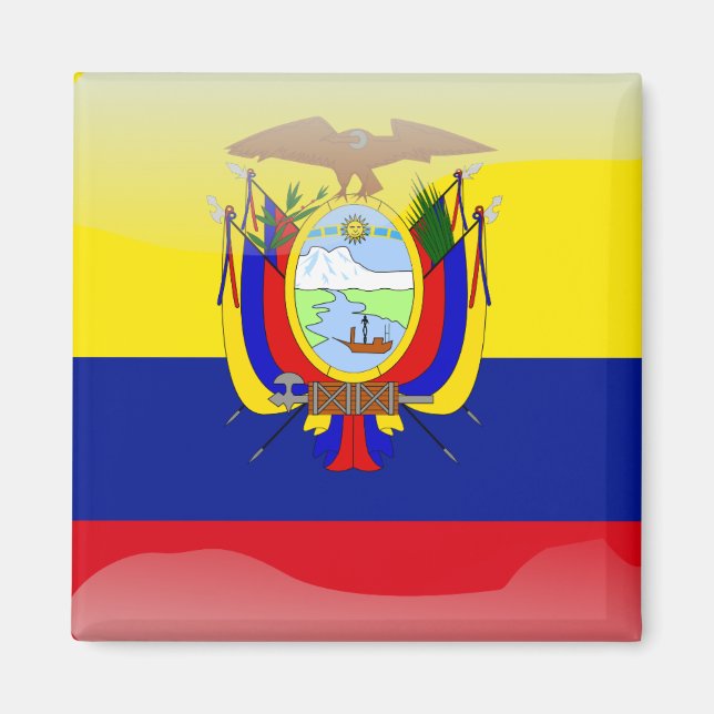 Ecuadoriansk glansig flagga magnet (Framsidan)