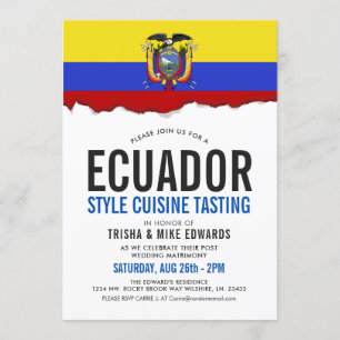 ecuadorianska Cuisineet  Party Flagga White Inbjud Inbjudningar