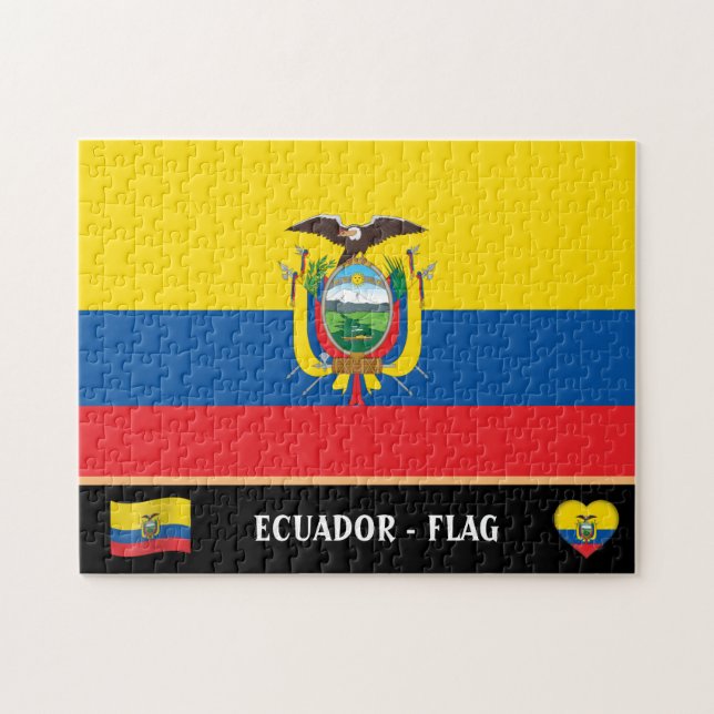 ecuadorianska Flagga & ecuadorianska land / ecuado Pussel (Horisontell)