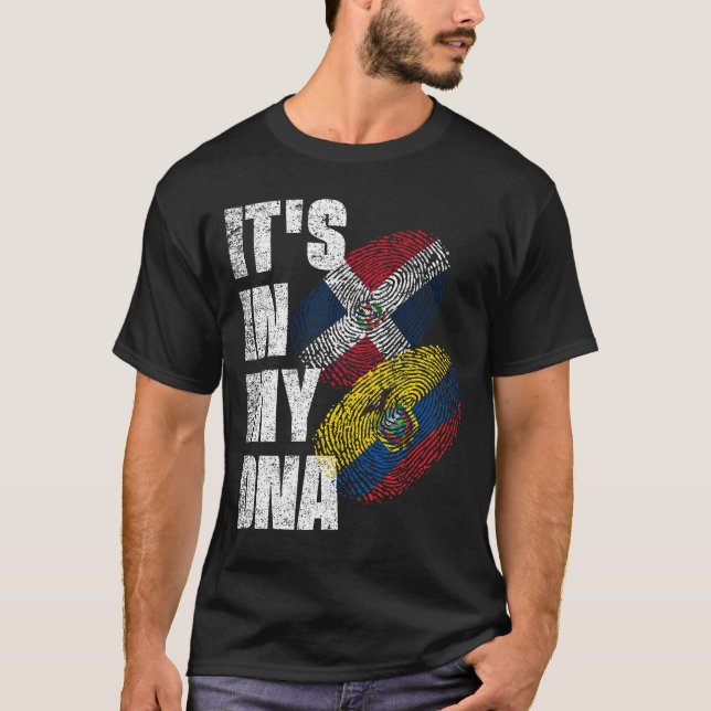ecuadorianska och Dominikanska Mix DNA-Flagga T Shirt (Framsida)