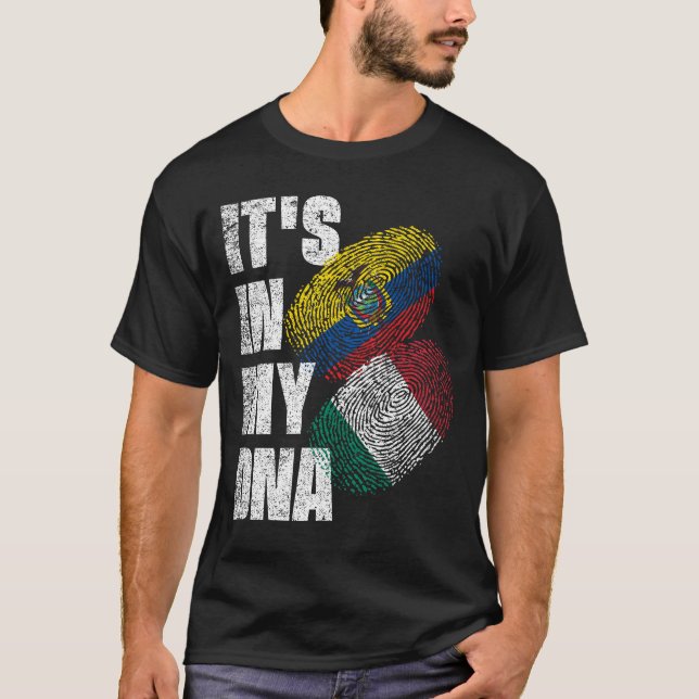 ecuadorianska och italienska Mix DNA-Flagga T Shirt (Framsida)