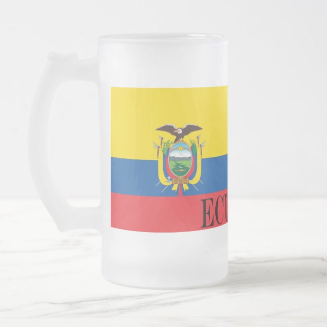 Ecuadors flagga frostat ölglas (Vänster)