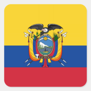 Ecuadors Flagga Fyrkantigt Klistermärke