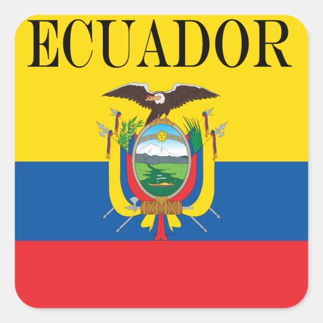 Ecuadors flagga fyrkantigt klistermärke (Framsida)