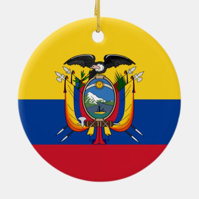 Ecuadors flagga julgransprydnad keramik (Baksidan)