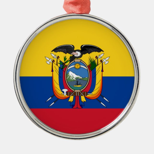 Ecuadors flagga julgransprydnad metall (Framsidan)