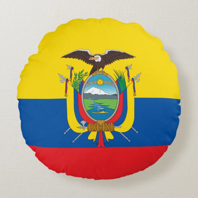 Ecuadors flagga rund kudde (Framsidan)
