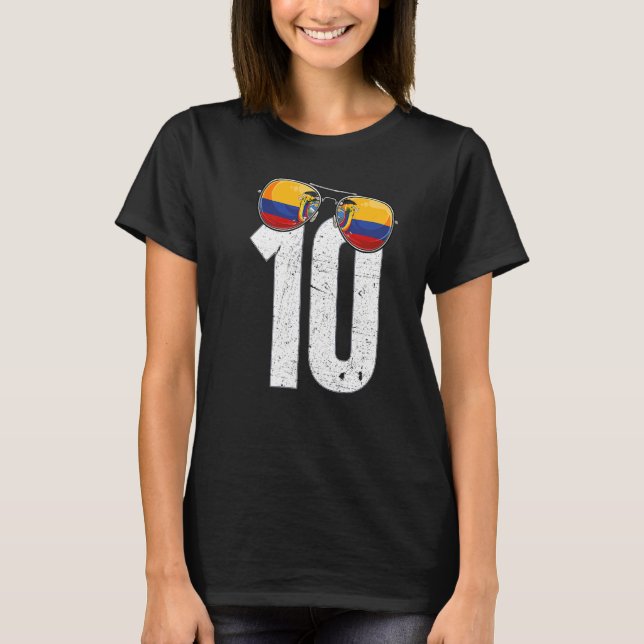 Ecuadors fotbollsspelare nummer 10 Ecuadoriansk Fl T Shirt (Framsida)