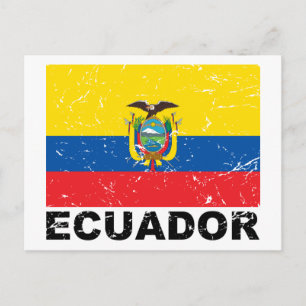 Ecuadors Vintage Flagga Vykort