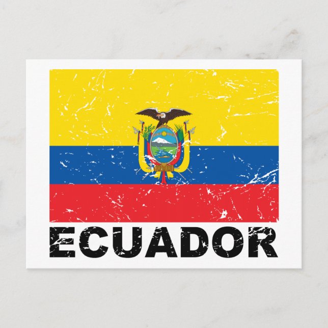 Ecuadors Vintage Flagga Vykort (Framsida)
