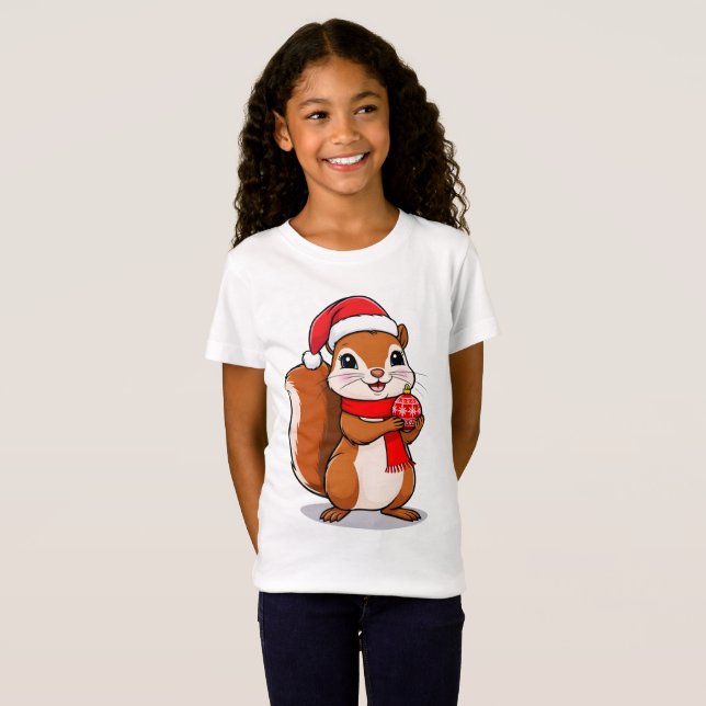 Écureuil de Noël Mignon T Shirt (Hel framsida)