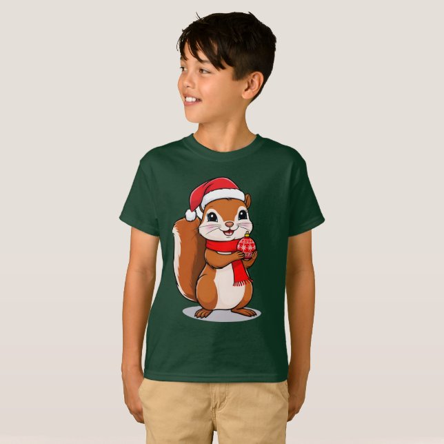 Écureuil de Noël Mignon T Shirt (Hel framsida)