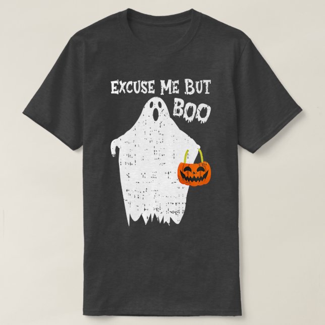 Ecuse mig men Boo Funny Cute Ghost Funny Halloween T Shirt (Design framsida)