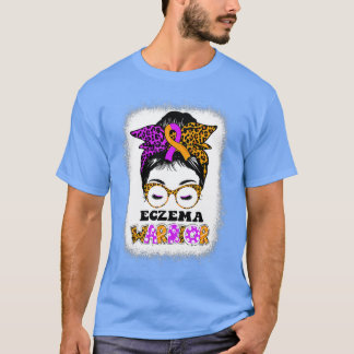 Eczema Awareness Messy Bun Lavender och Orange Rib T Shirt