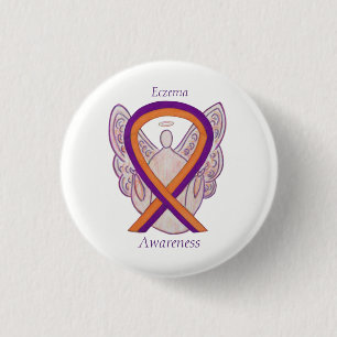 Eczema Awareness Ribbon Angel Anpassningsbar Butto Knapp