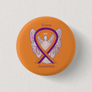 Eczema Awareness Ribbon Angel Anpassningsbar Pin B Knapp