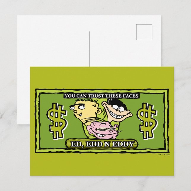 Ed, Edd, n Eddy Dollar Bill Vykort (Fram/baksida)