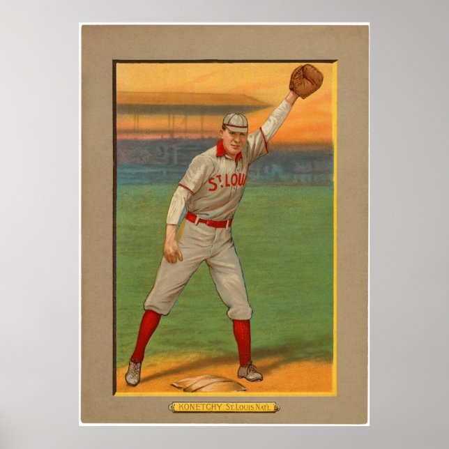 Ed Konetchy Cardinals Baseball 1911 Poster (Framsidan)