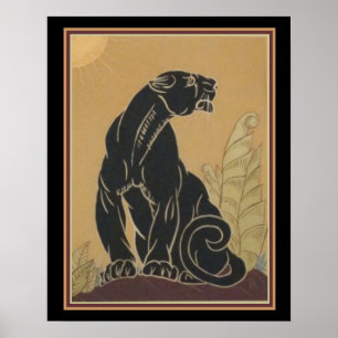 Ed Rudy Art Deco Black Panther Skriv ut 16 x 20 Poster