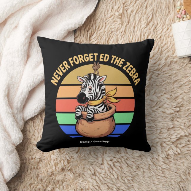 Ed Zebra Captured Retro Rand Funny Design Kudde (Filt)