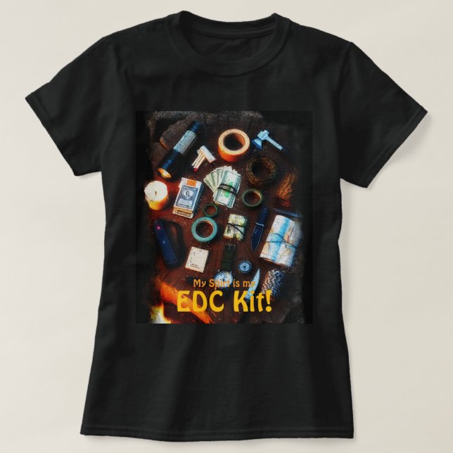 EDC Kit Prepper Survivalist Design T Shirt (Design framsida)