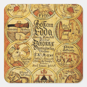 Edda Norse Mythology Fyrkantigt Klistermärke