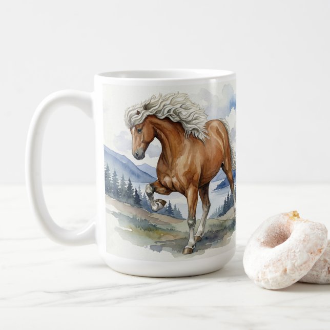 Edda Silver bay Icelandic Horse in the Mountains S Kaffemugg (Med munk)