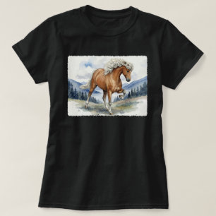 Edda Silver bay Islänsk häst i bergen S T Shirt
