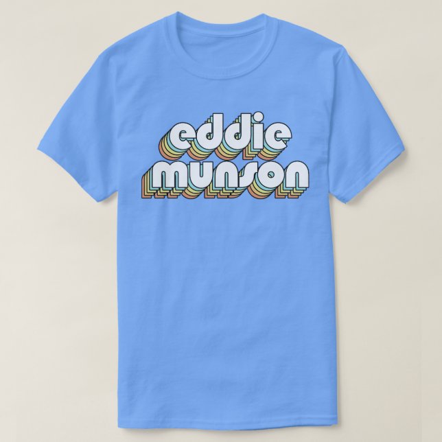 Eddie Munson Retro Regbow Typography Faded Stil T Shirt (Design framsida)