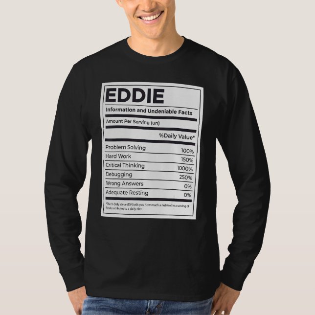 Eddie Nutrition Information Problem med att lösa p T Shirt (Framsida)