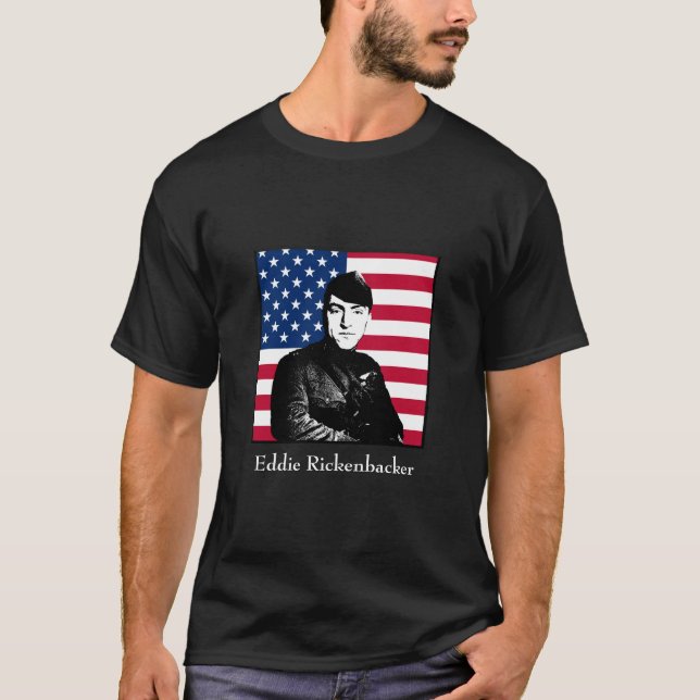 Eddie Rickenbacker och amerikanska flaggan T-shirt (Framsida)
