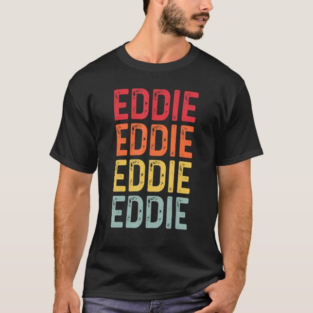 Eddie Surname Retro Vintage 80s Birthday Reunion T Shirt (Framsida)