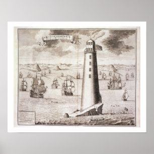 Eddystone-fyren, graverad av Hendrick Hul Poster