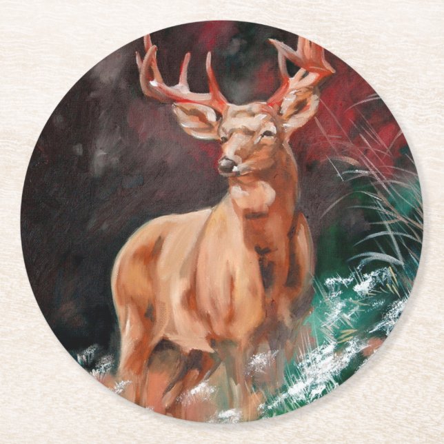 Edelhert - Red Deer Coaster Underlägg Papper Rund (Framsidan)